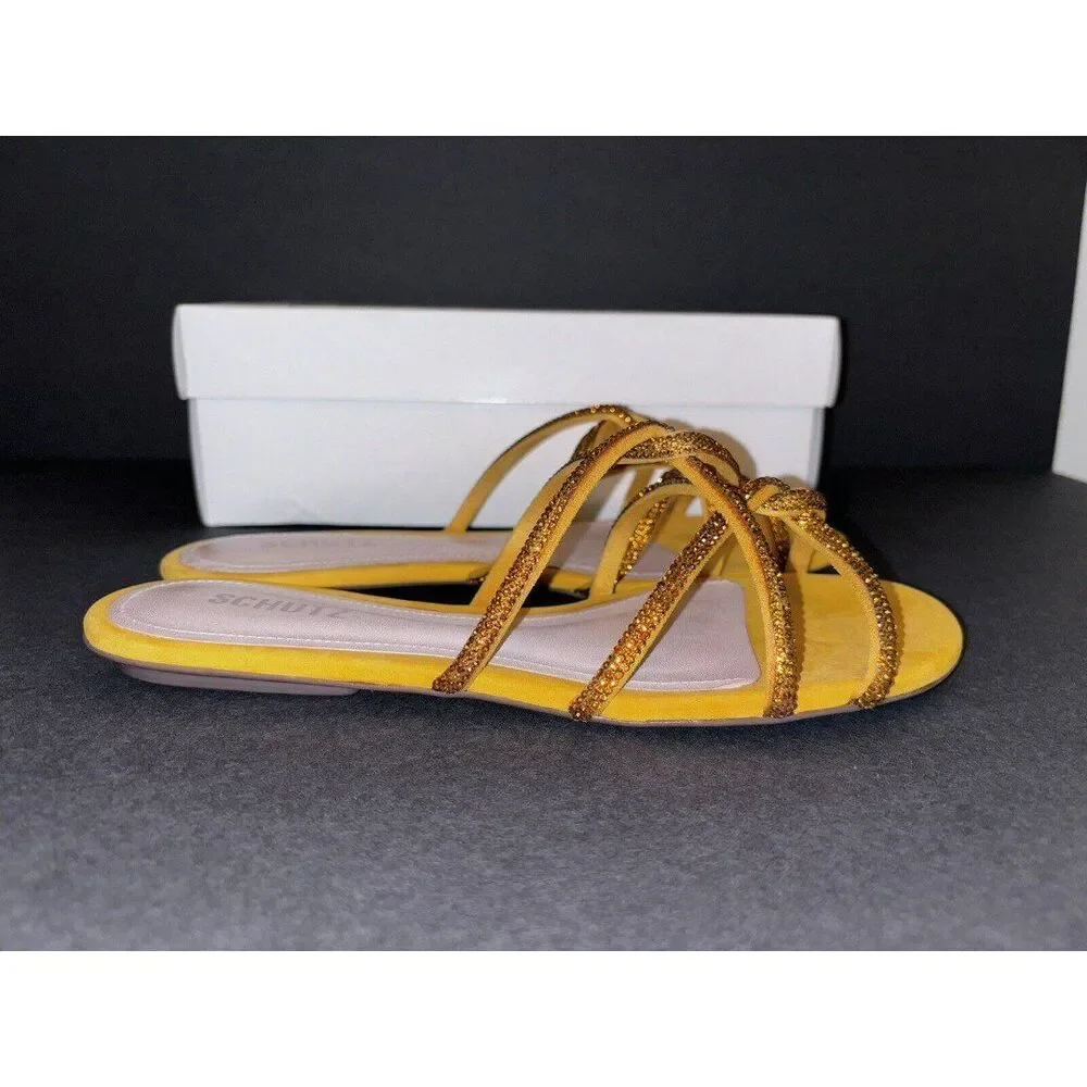Schutz Marigold Uzia Crystal Sandals Size 9-RUNS SMALL